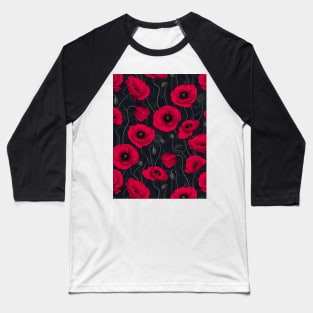 Red Poppies Baseball T-Shirt